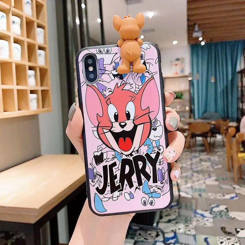 Мягкий чехол из ТПУ для iPhone X, XR, XS, Max, 8, 7, 6, 6s Plus, чехол на заднюю панель s, для iPhone 11 Pro, Max, мультяшный милый кот, мышь, Том, Джерри