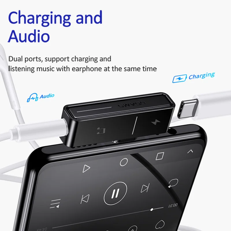 Адаптер USAMS с Type C на 3 5 мм переходник папа-Мама USB OTG адаптер для зарядки Xiaomi 6 Samsung