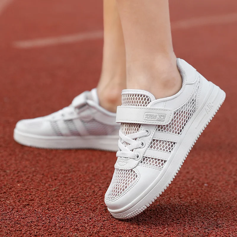 

Classic Brand Youth Boys Casual Shoes Summer Fretwork boy Running School Shoes Black Non-Slip Children Soft Leather Flats Boys