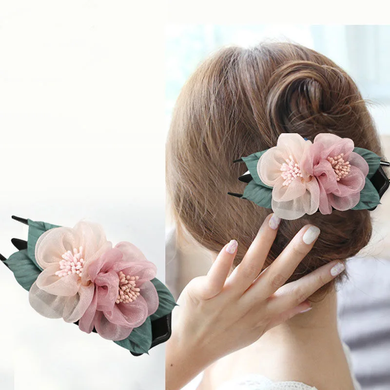 

2020 NEW Headdress hair clip hair chuck hair device rose flower three teeth duckbill clip scratch chuck hair clip