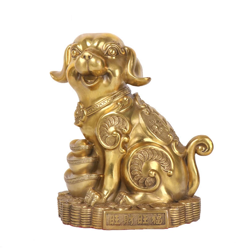 

Моцарт Wangcai Fu собака из чистой меди украшение Зодиак собака бронзовая поделка медная собака
