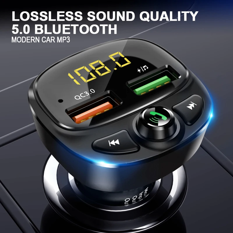 

Car Charger With FM Transmitter Bluetooth Receiver Handfree TF Card Play Music Dual USB Charger For Phone Samsung Xiaomi Car Kit