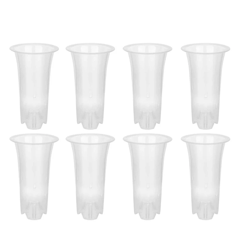 

5 Inch 8Pcs Clear Flower Pot Planter Plastic Orchid Pot With Holes Tall Plant Pots For Home Flower Shop Decoration