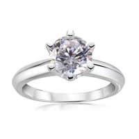 trendy 925 sterling silver 1 carat sona diamond engagement ring for women fine jewelry white gold plated 6 prong wedding ring