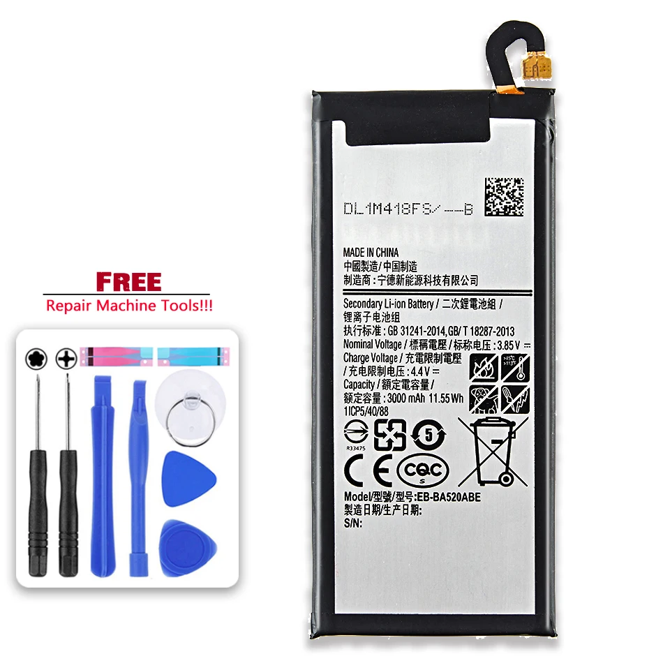 Mobile Phone Battery EB-BA520ABE For Samsung A5 2017 A520 A520F SM-A520F 3000mAh Li-ion Lithium Rechargeable Battery