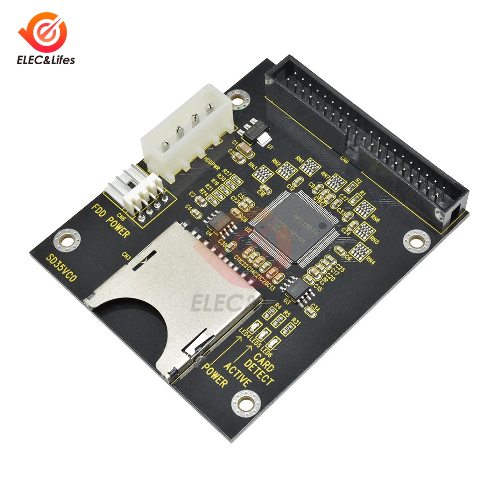 5V SD Card module To IDE3.5 40 Pin Disk Drive Adapter Board Riser Card Capacity Supports Up To 128GB SDXD Card 1309 Chip ATA IDE
