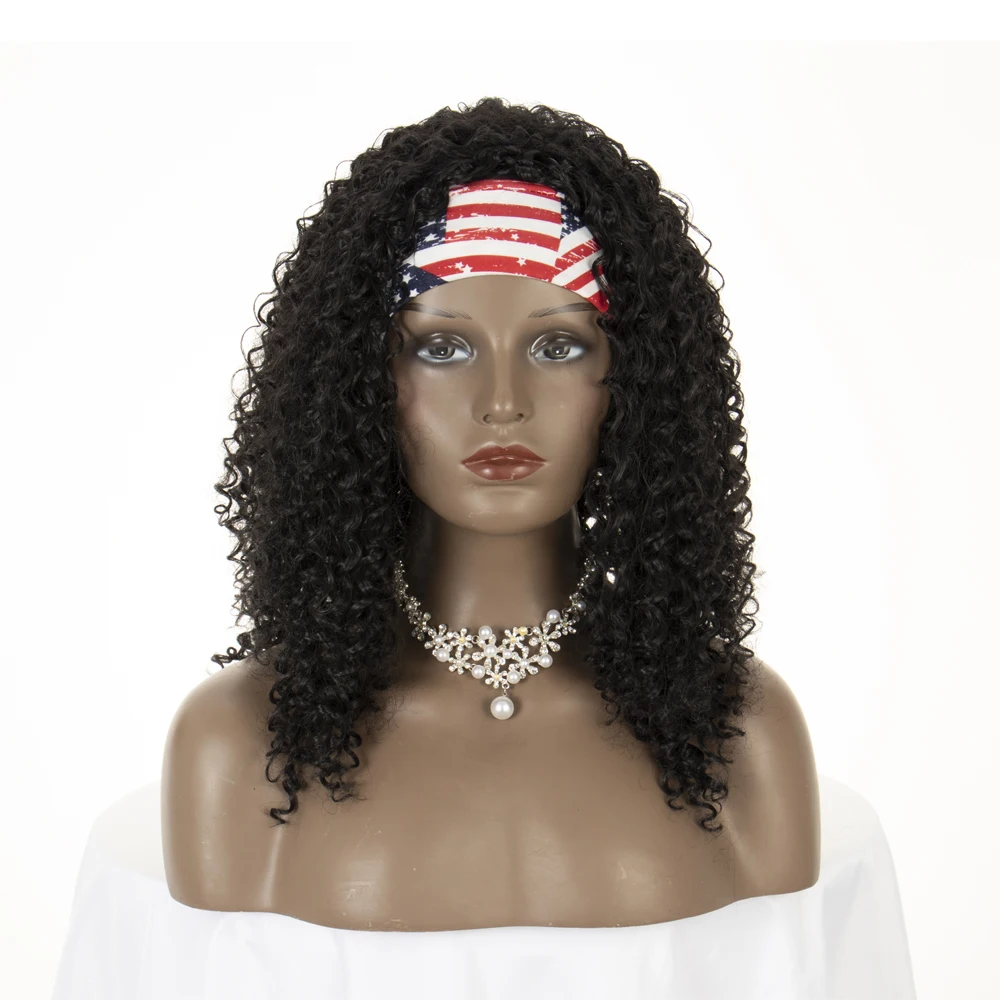 Парик с головной повязкой из искусственных волос кудрявый Вьющиеся 16 дюймов
