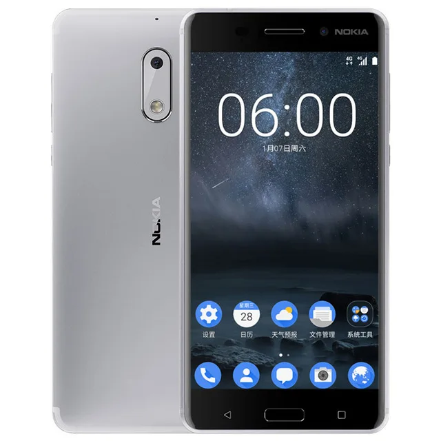 AT1003 Silver Мобильный телефон Nokia 6 Dual SIM Android Snapdragon 430 4 Гб ОЗУ 64 Гб ПЗУ Восьмиядерный отпечаток пальца 5," 1080 P 4G LTE разблокированный мобильный телефон - Цвет: AT1003 Silver