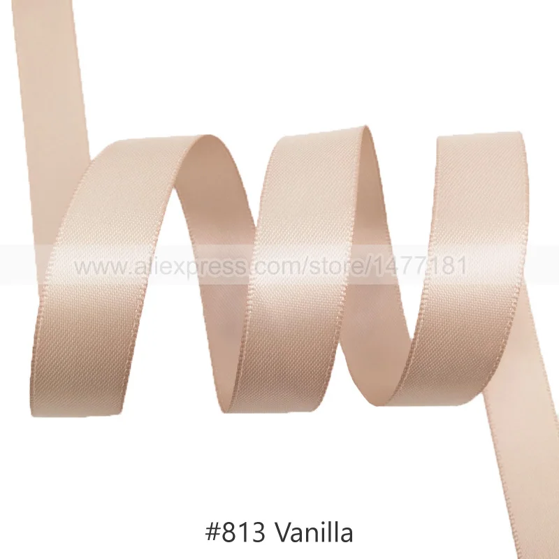 813 Vanilla 25 Yards) 6 9 16 25 38 50 мм атласная лента Двусторонняя лента высокого качества полиэстер Двусторонняя лента банты изготовление тканей - Цвет: 813 Vanilla