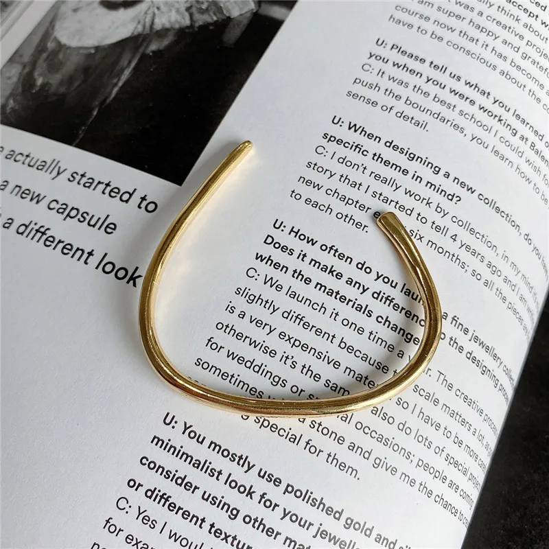 RUIYI реальные 925 пробы серебро Для женщин U Форма простые браслеты в минималистском