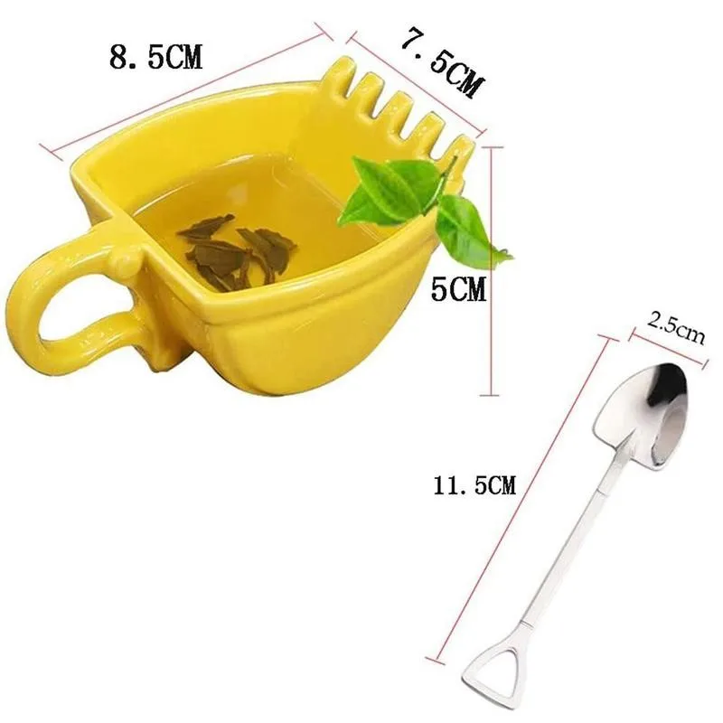 

Excavator Cup With Spade Shovel Spoon Plastic 3D Digger Bucket Mold Coffee Cup Creative Cake Container Tea Cup Ashtray