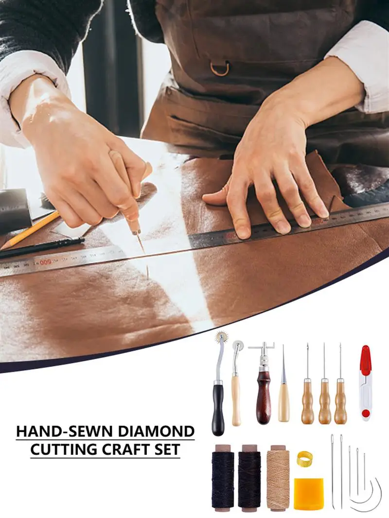 

Leather Craft Tools Set DIY Leather Sewing Tools for Hand Sewing Stitching Leather Craft DIY Leather Working Beginners