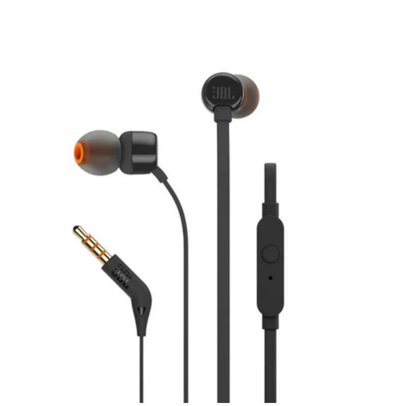 Черный JBL T110 наушники-вкладыши с дистанционным управлением и микрофоном, спортивные музыкальные наушники с чистым басом для leagoo s9, портативные наушники для смартфонов iPhone - Цвет: Черный