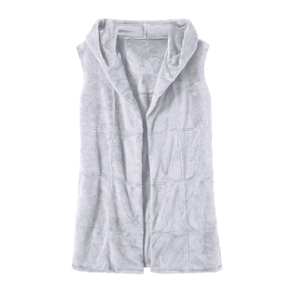 Женское длинное шерстяное пальто без рукавов с капюшоном размера плюс теплый