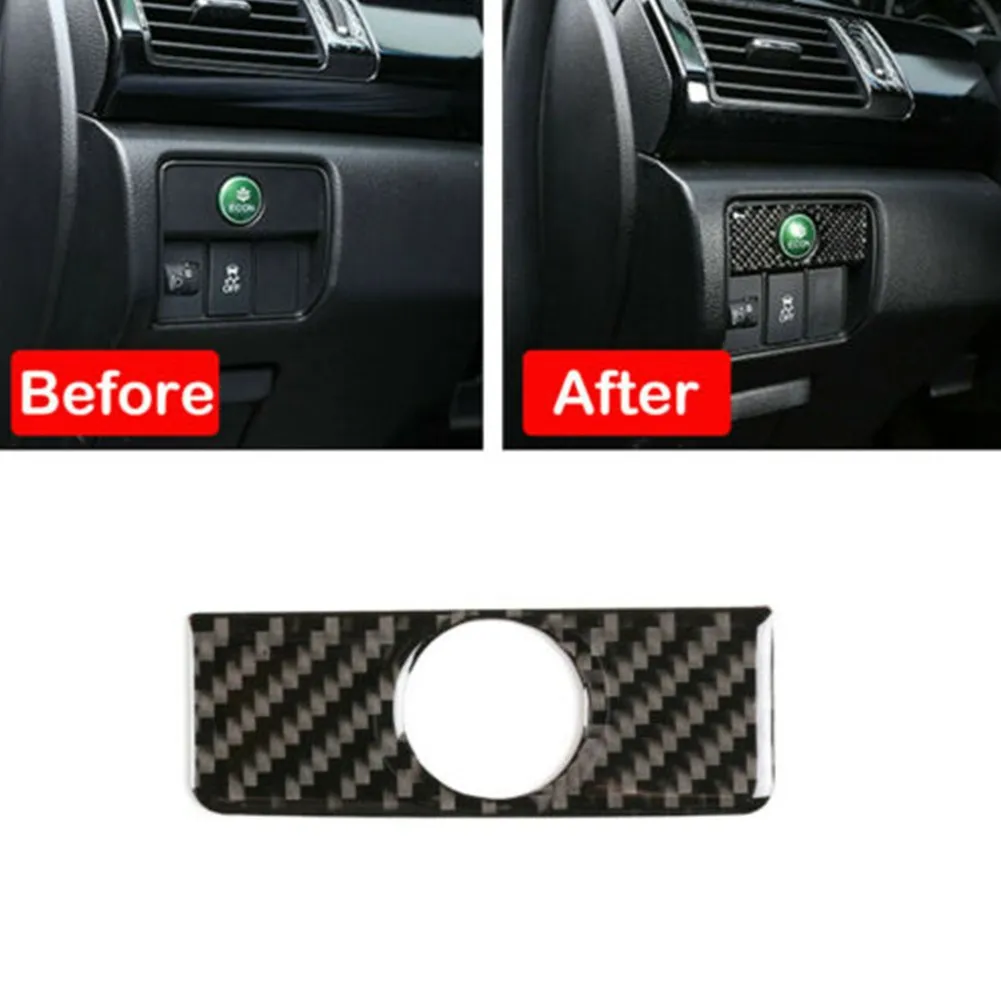 

For Honda Accord 2013-2017 ECON Button Real Carbon Fiber ECON Button Panel Cover Sticker