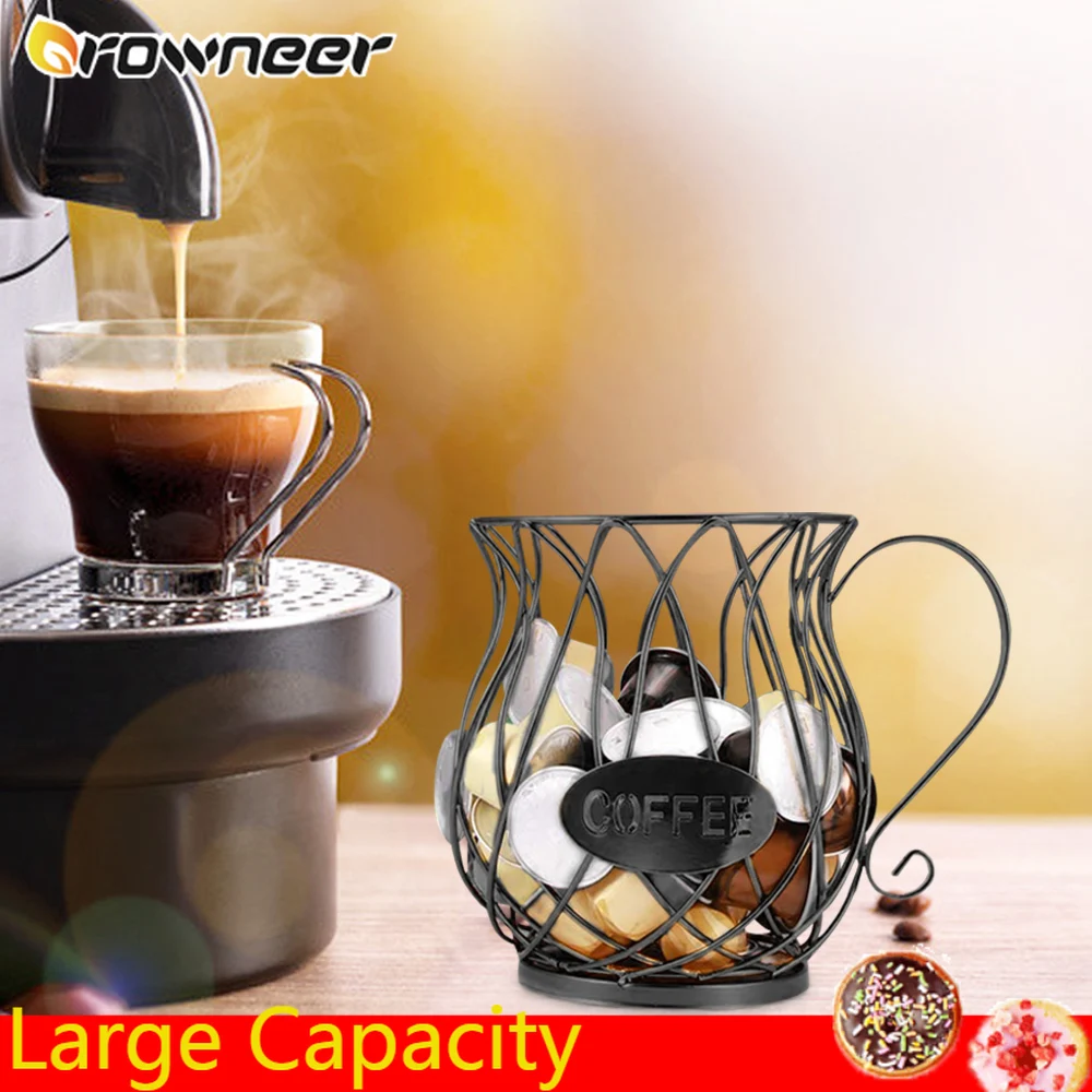 Large Capacity Multifunction Hollow Coffee Capsule Basket Anti-Rust Creative Iron Wire Electroplating Gold Spray Storage Cup | Дом и сад