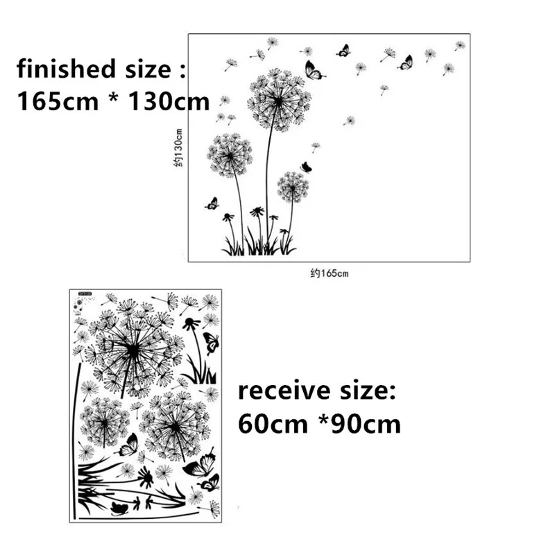 

Black Dandelion Wall Sticker butterflies on the wall Living room Bedroom window decoration Mural Art Decals home decor stickers