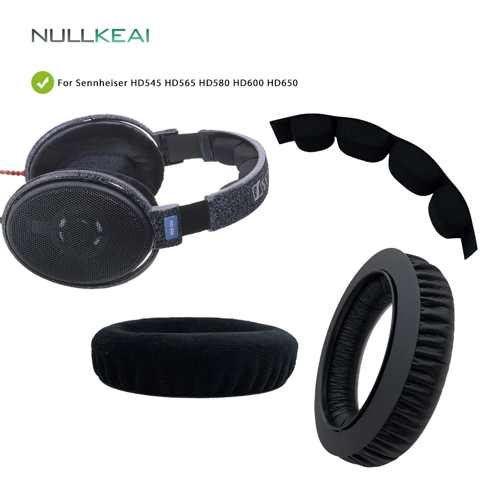 NULLKEAI бархатные кожаные запасные части для Sennheiser HD545 HD565 HD580 HD600 HD650 амбушюры бампер