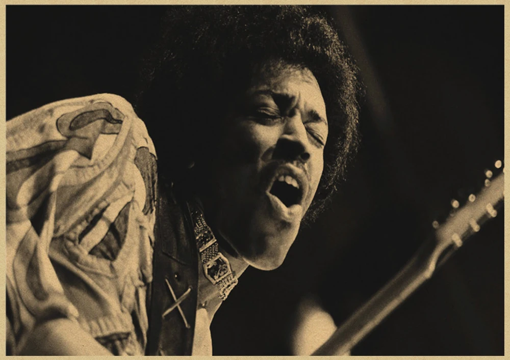 elektrische gitarre gott jimi hendrix poster rock musik vintage poster bar cafe home dekoration malerei kunst wand aufkleber free global shipping