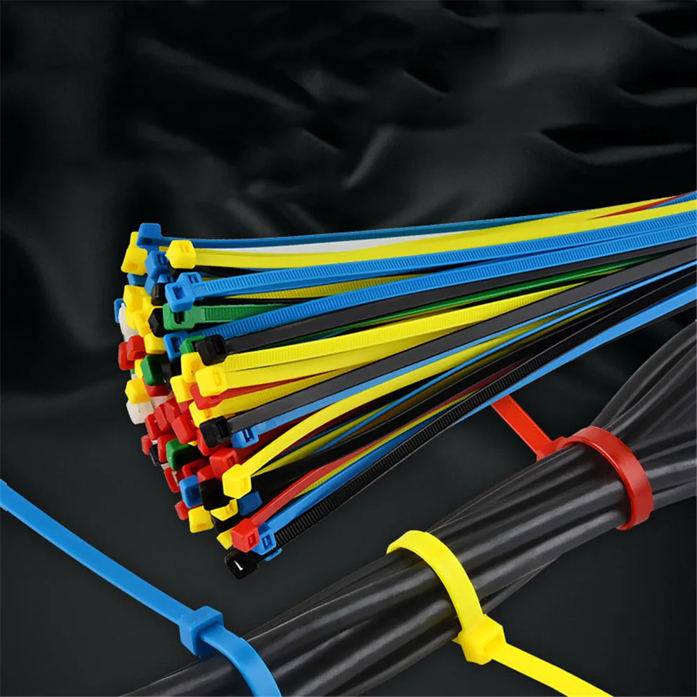 100 шт. однотонные цветные нейлоновые кабельные стяжки самоблокирующиеся