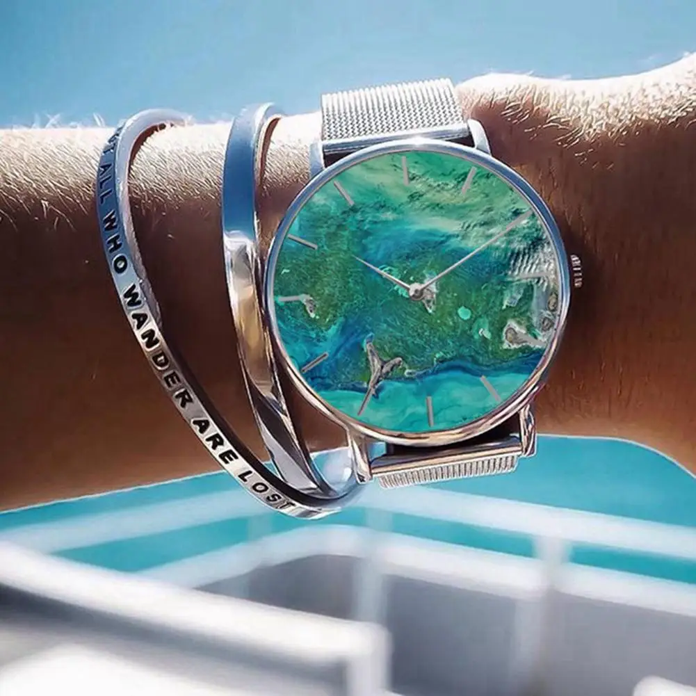 Кораллового цвета в виде ракушки Модные женские сетчатый Браслет из нержавеющей