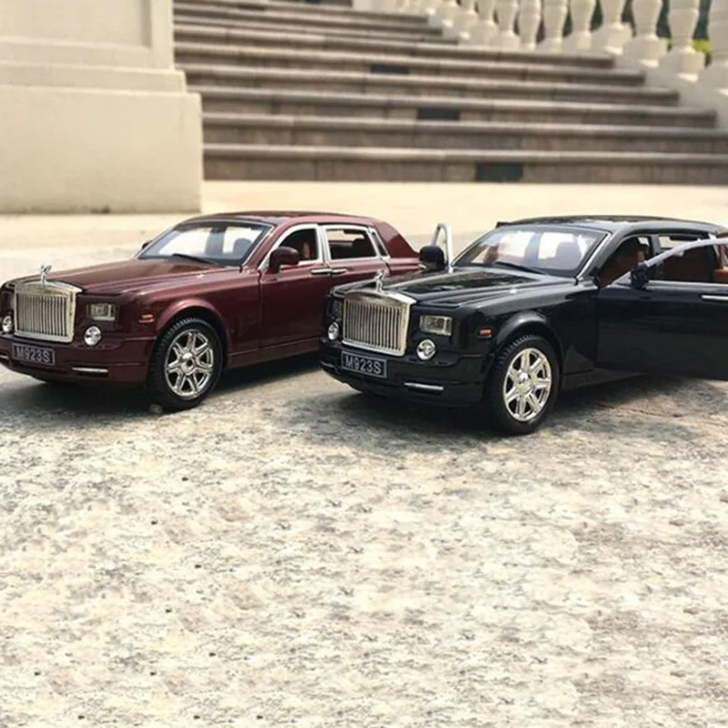 2 цвета, 1:24, 20,5 см, Rolls-Royce Phantom, со звуком и светильник, откатная модель, литая под давлением, мини-игрушки, коллекционные подарки для детей