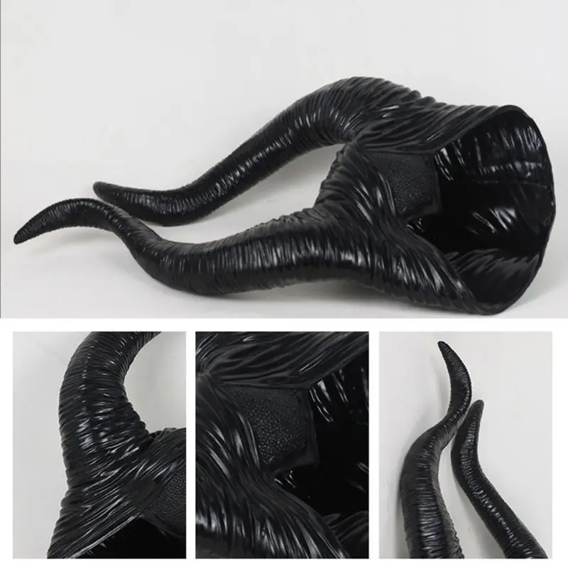 Хэллоуин латексный головной убор шапка черные длинные рога злая королева ведьма