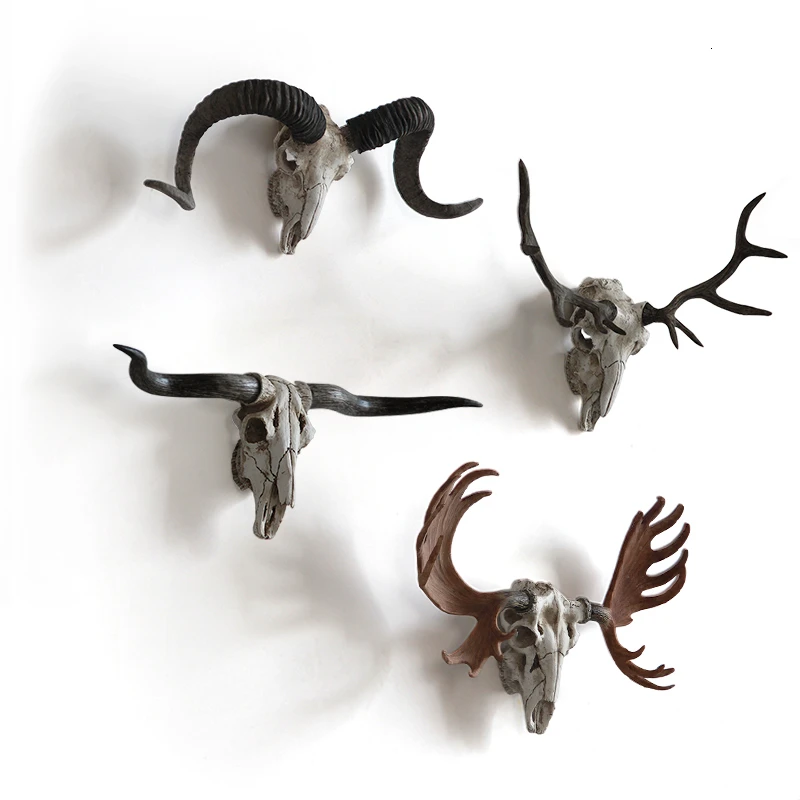 Большой рог ремесленного стиля овцы животное Череп домашняя мебель настенная