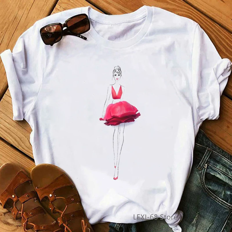 Женская одежда 2021 платья с изображением цветов футболка для девочек женская