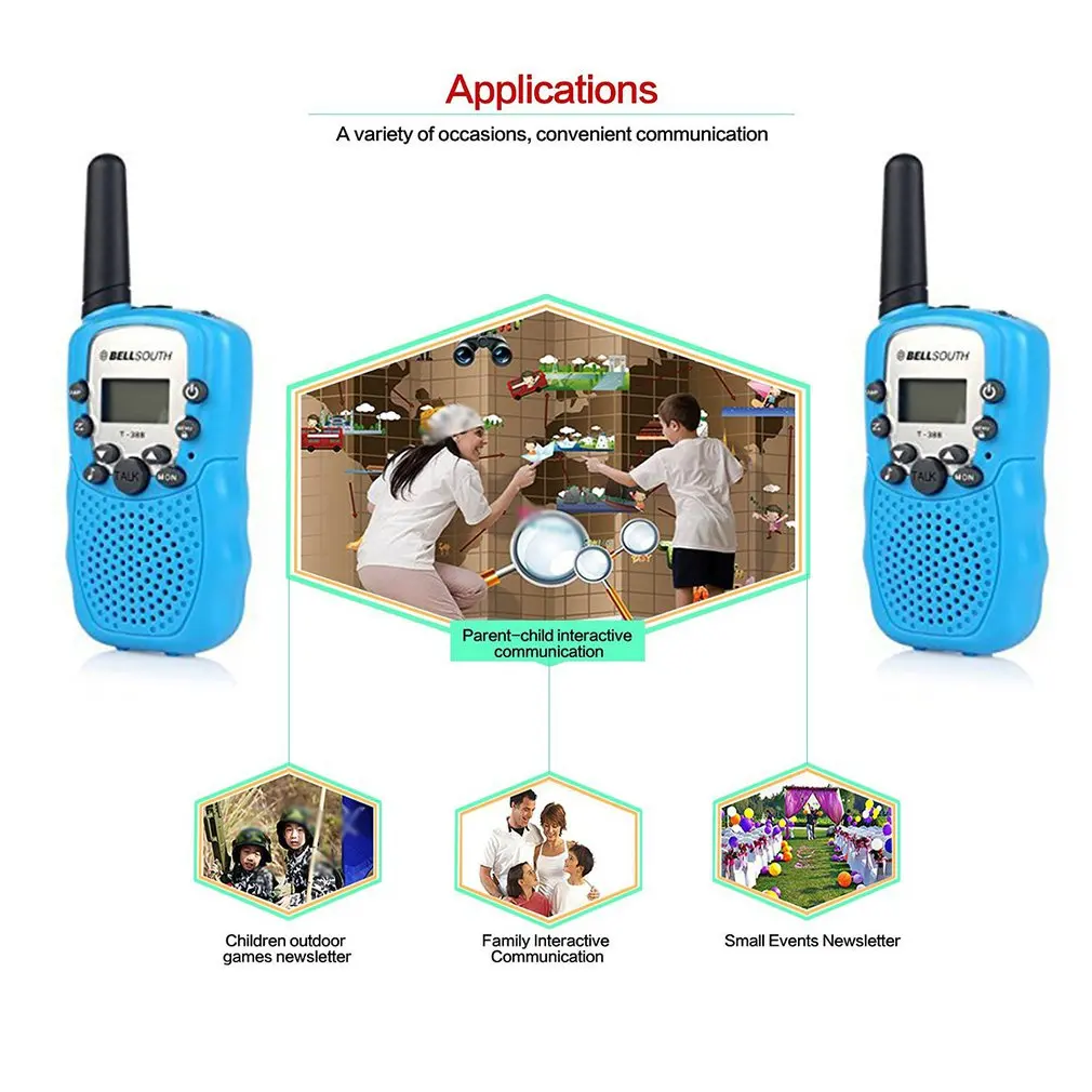 

2pcs T-388 Walkie Talkie Toys For Children 0.5W 22CH LCD Display Two Way Kids Radio intercom For Kids Brithday Xmas Gift