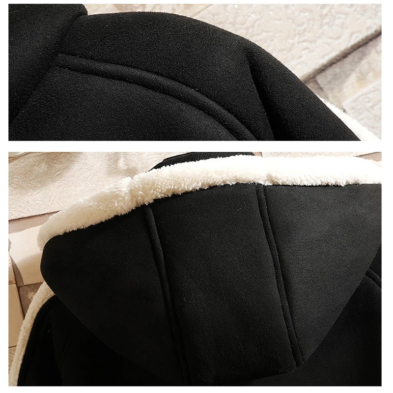 

2021 Winter Men's Thickened Lamb Wool Cotton Padded Jacket For Men's Fashionable Loose Hooded Color Matching Cotton Jacket