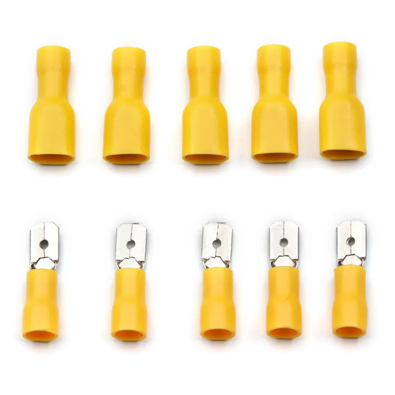 200/100PCS 12-10 AWG Female Male Cold Pressing Insulated Wire Cable Plug Electrical Crimp Spade Lug Terminals Connector | Обустройство