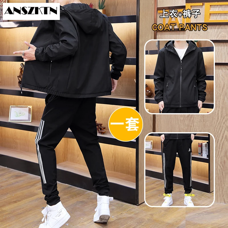 

ANSZKTN new style Tracksuits Sweatshirt Sporting Sets Winter Jacket + Pants Casual Clothing Men's Track Suit Sportswear Coat