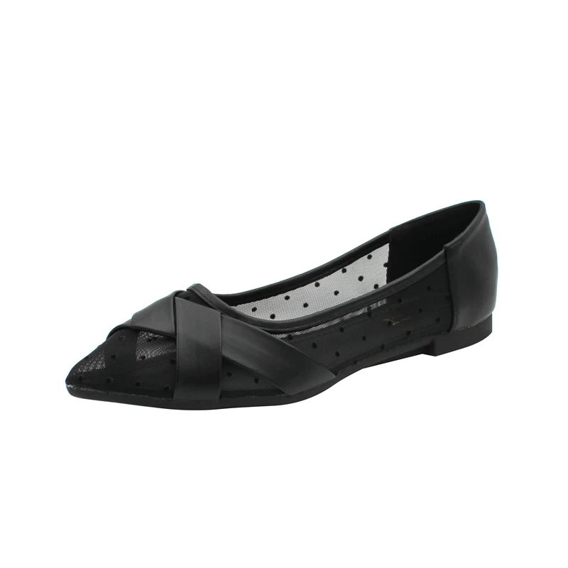 

Air Mesh Patchwork Pu Bow-tie Ballerina Flats Shoes Women Polka Dot Pointed Toe Loafers Breathable Cut-out Shallow Ballet Shoes