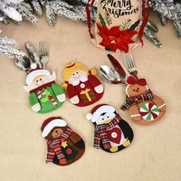 1pcs christmas supplies tableware placemat cartoon doll cutlery bag table mat for party holiday home dinner table layout decor