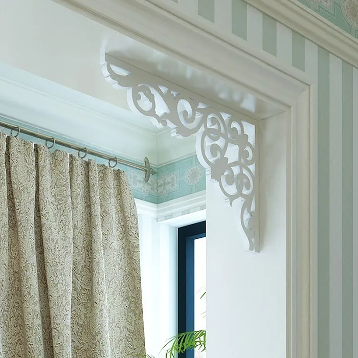 

2 Pcs Environmental protection pvc Waist Baseboard Suspended Ceiling Mirror Wall Stickers Home Wedding Decoration Corner flower