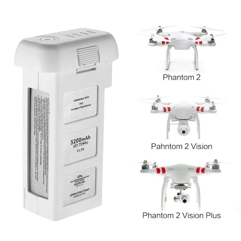 

High Quality 11.1V 5400mah Lipo Drone Battery for DJI Phantom 2 Quadcopter Battery 5200mah 57.72Wh Spare Battery Drone Parts