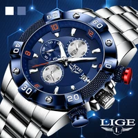 reloj hombre lige new fashion blue design quartz clock mens watches top brand luxury watchc for men waterproof sport chronograph