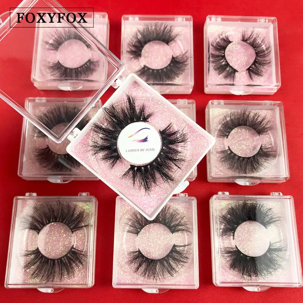 Foxyfox пользовательские норковые ресницы коробка толстые натуральные длинные