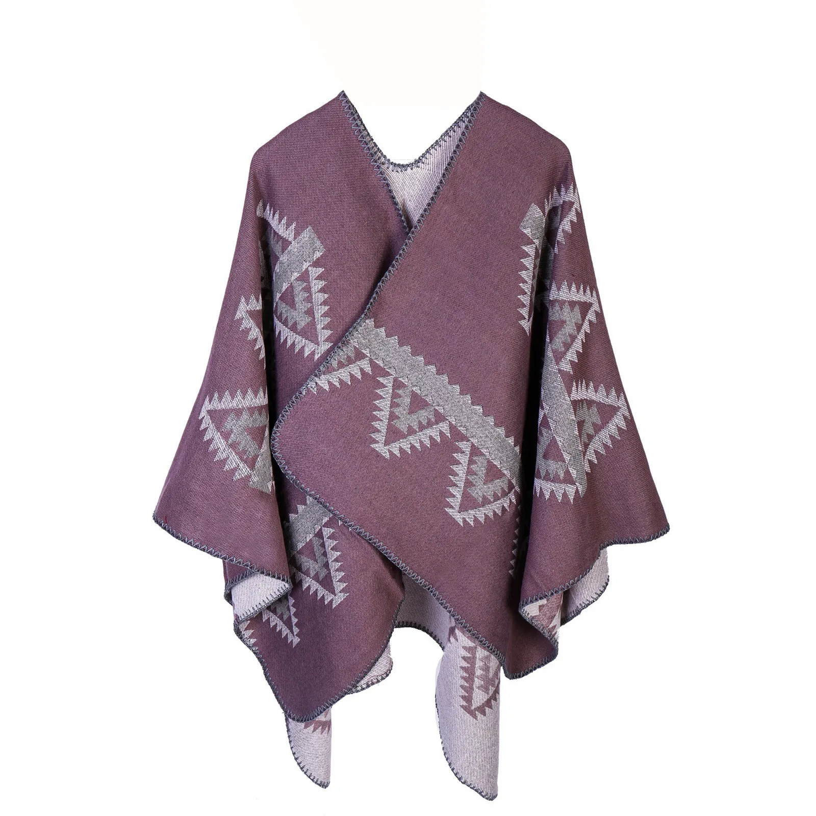 

Autumn Winter Wear Shawl Scarf Dual-use Embroidery With Sleeves Wool Cashmere Thick Tassel Cloak Female Stitching Large Shawl