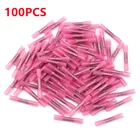 Термоусадочные трубки, электрические термоусадочные клеммы для стыковых обжимов, красные водонепроницаемые изолированные соединители для проводов, 100 шт.