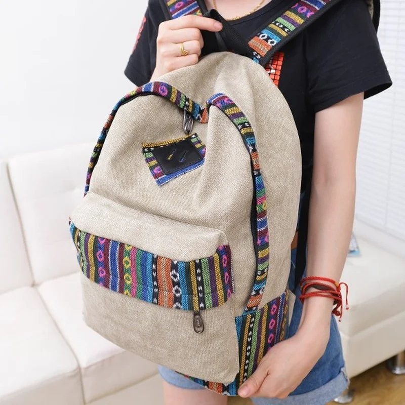 

Vintage School Backpack Women Schoolbags for Teenager Girls Canvas Backpacks Student Book Bag National mochila bolsas de saco