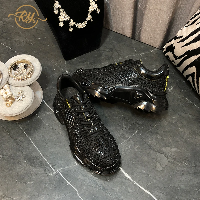 Женские кроссовки на платформе белые в стиле ins роскошные повседневная обувь для