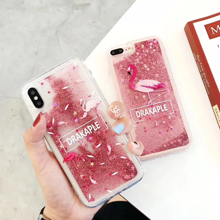 Фламинго сыпучий песок с блестками IPhone мобильный чехол для телефона Apple 8plus