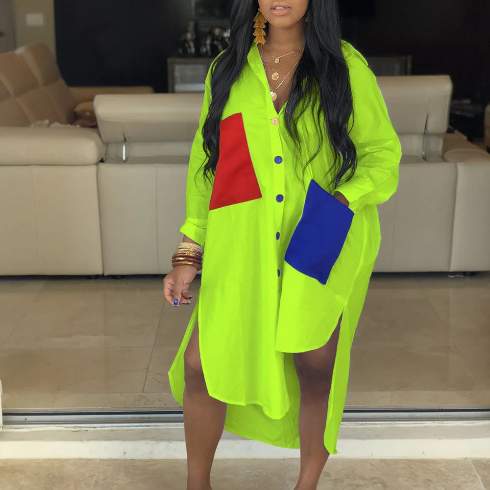 Повседневные женские длинные рубашки осень 2021 платье с длинным рукавом