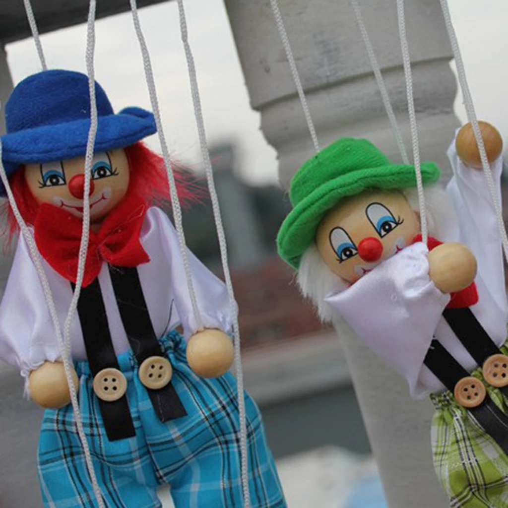 Деревянная прочная функциональная марионетка клоуна детская игрушка-марионетка