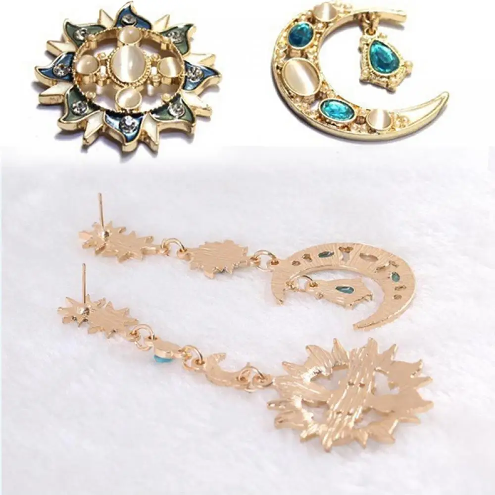 

New Style Moon Stud Earrings Fashion Star Sun Moon Rhinestone Crystal Stud Dangle Pretty Earrings For Women Jewelry Gift