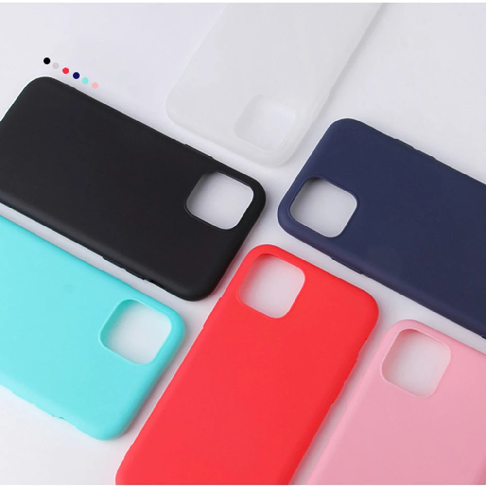 Для iPhone 11 Pro Цветной силиконовый матовый чехол для Max Candy мягкий ТПУ задняя крышка