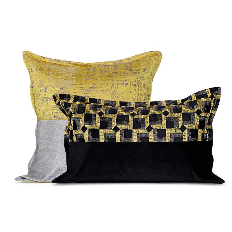 

Роскошный чехол для диванной подушки черного и золотого цвета, уличный декоративный чехол для подушки, художественный домашний диван с гео...