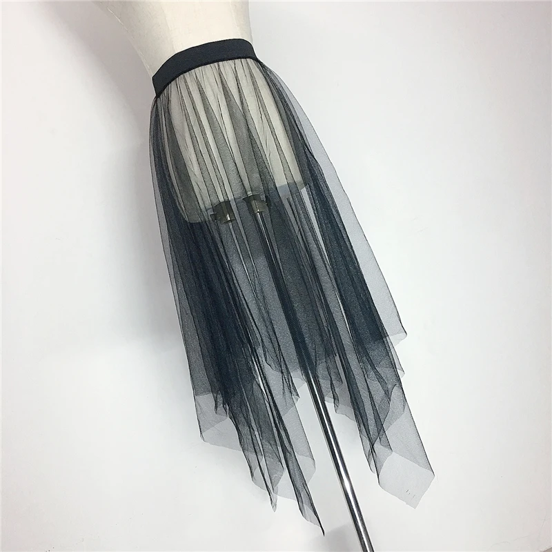 Женская прозрачная сетчатая юбка черная Однослойная Прозрачная Юбка с